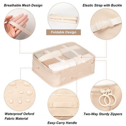 FAMOMI Packing Cubes 7 Set Travel Cubes for Suitcases Lightweight Luggage Packing Orginzers for Travel Acessories (Creamy-White)