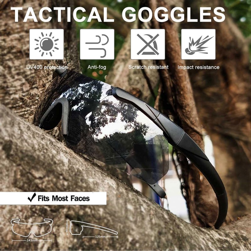 SPOSUNE Shooting Glasses Men with Case, Impact resistance Tactical Glasses Airsoft Glasses with 3 Lenses, Safety Glasses for Men Women - Military Eyewear for Hunting Cycling