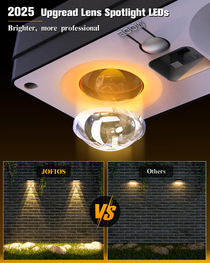 JOFIOS Solar Fence Lights 16 Pack, 50 Lumens Outdoor Solar Lights with 12 Modes RGB Color Glow LED，Waterproof, Solar Lights for Patio, Backyard, Deck, Fence, Railing