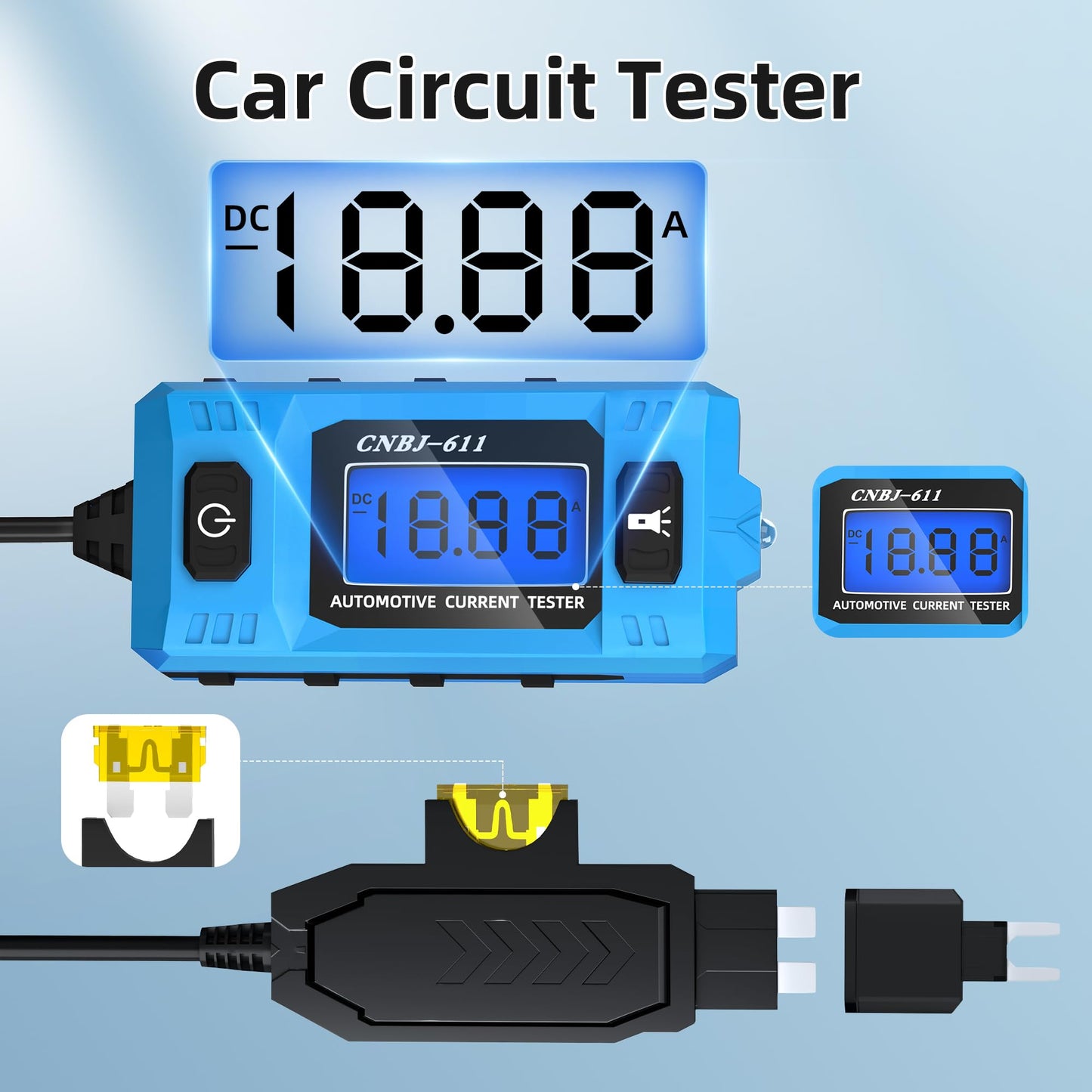 Automotive Circuit Fault Probe Tester, 48V 20A Portable High-Precision Car Circuit Probe Tester Current Fault Probe for Blade Fuses, Fuse Fault Diagnosis for Cars, Trucks, SUVs