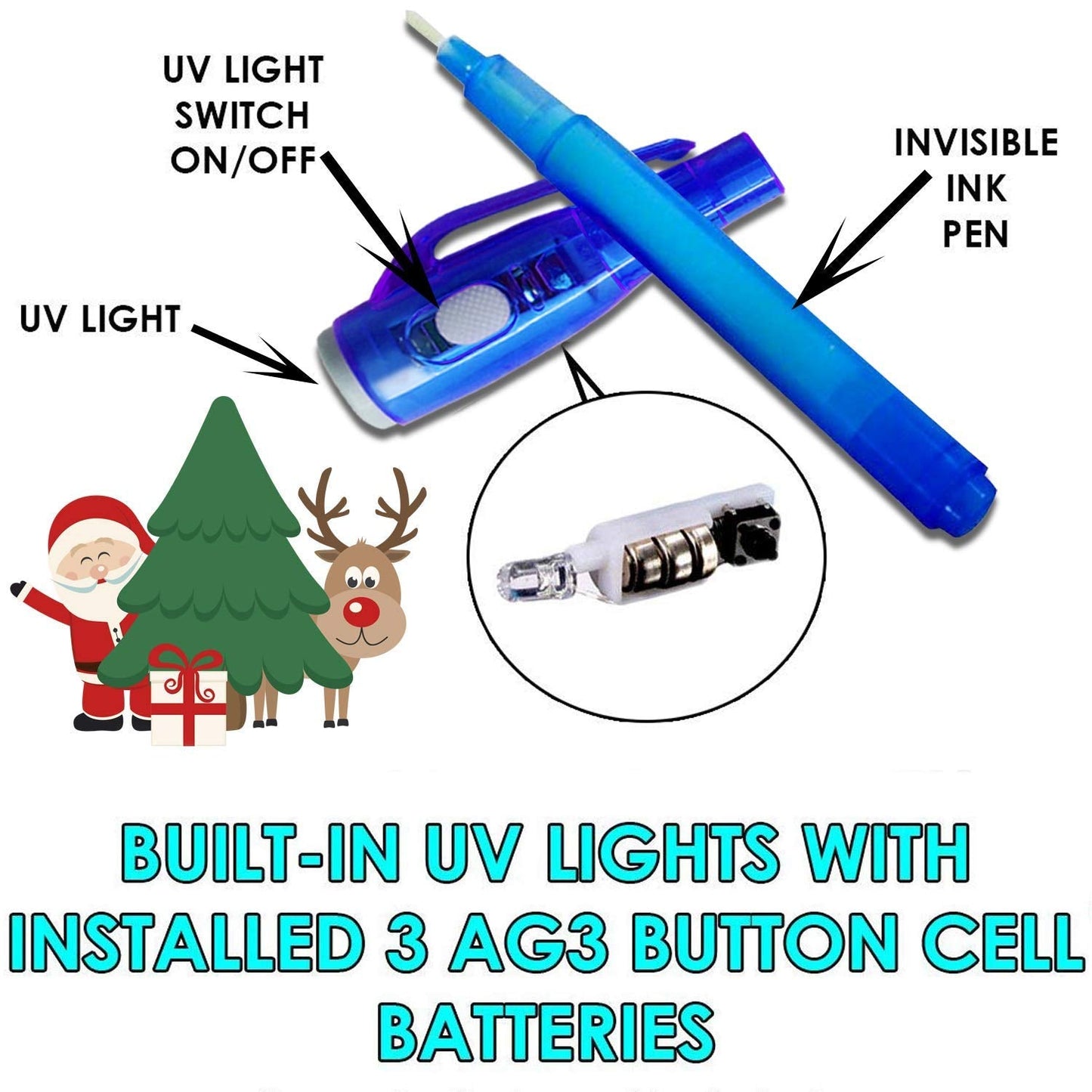 iGeeKid 32 Pack 2 Style Invisible Ink Pen with UV Black Light Party Favor for Kids 8 12 Secret Spy Pens Magic Disappearing Ink Markers Clasroom Prize Birthday Gifts Halloween Goodie Bags Stuffers