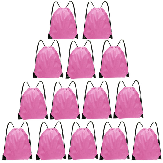 Grneric Drawstring Bags Bulk 14 Pcs Drawstring Backpack Bulk Cinch Bag Sackpack for Men Women Gym (Pink)