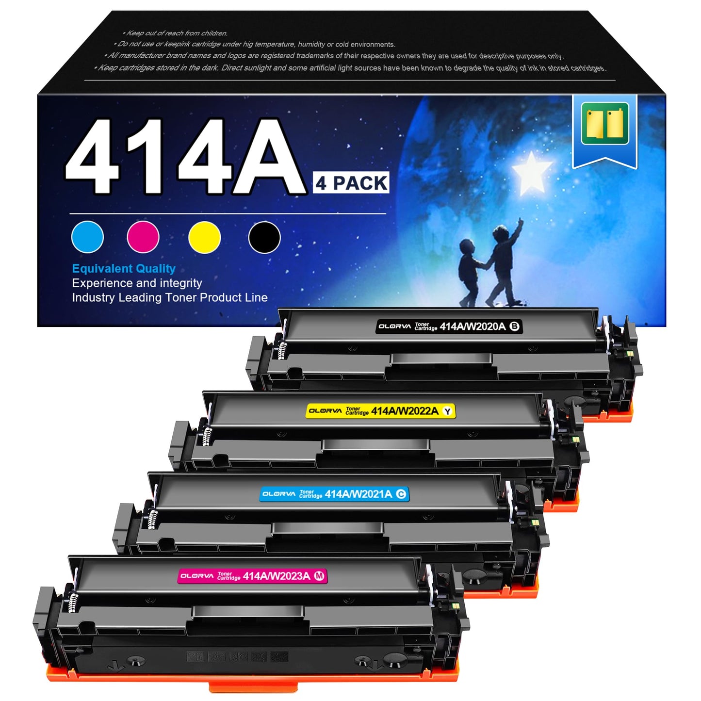 414A Toner Cartridge 4 Pack (with Chip) - 414X Replacement for HP 414A HP 414X, Compatible with HP Color Laserje Pro MFP M479fdw Toner, Color Laserje Pro M454dw M454dn M480f M455dn Printer | W2020A