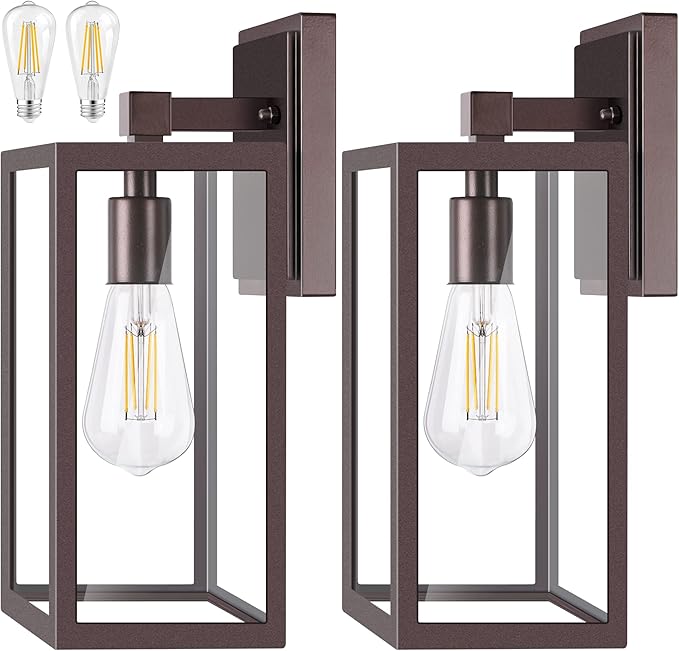 PARTPHONER Exterior Light Fixtures for House, Waterproof Porch Light Wall Mount, Anti-Rust Wall Sconce, Oil Rubbed Bronze Aluminum for Garage, Doorway