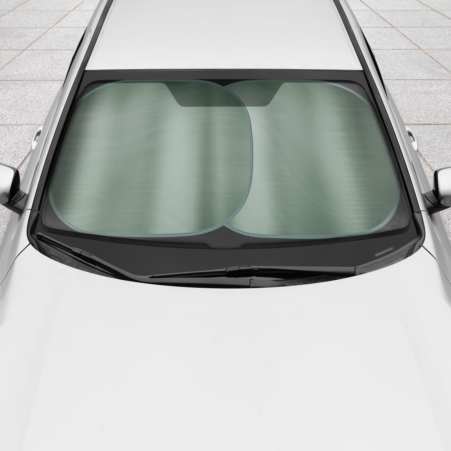 BDK 2PC Charcoal Gray Car Windshield Sun Shade – Sun Visor & Sunshade for Car Windshield – UV Rays Interior Protection - Easy Setup & Keeps Your Vehicle Cool – SUV & Truck Accessories - 31.75 x 28.75