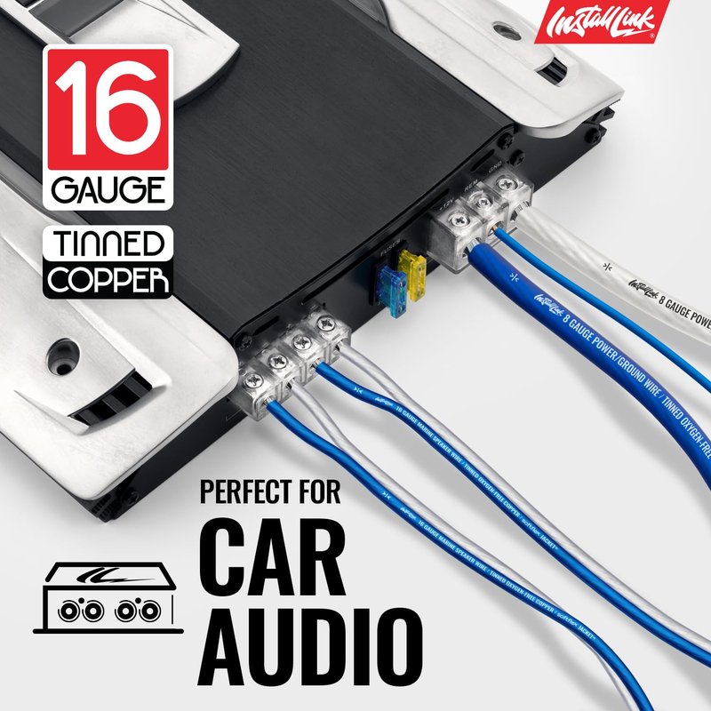 Install Link 16 AWG Gauge (Tinned OFC) Marine Speaker Wire Cable (100 Feet)