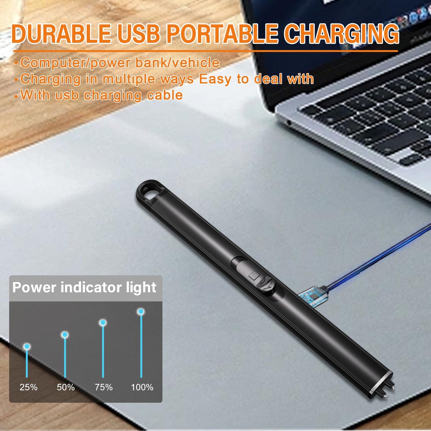 honglu Lighter Electric Lighter, Candle lighters, USB Plasma Long Arc Lighters Rechargeable Safety Lock for Cooking BBQs Fireworks No Butane Fuel - Black