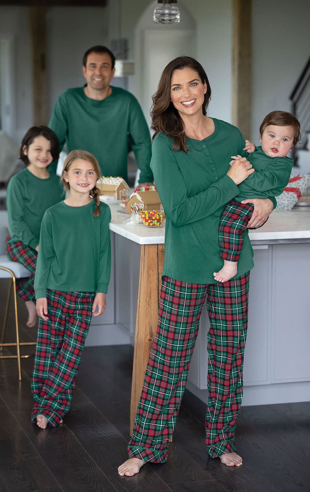 PajamaGram Christmas Pajamas For Family, Red & Green Plaid, Pets LG