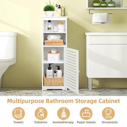 Bathroom Cabinet Waterproof, White Storage Cabinet Floor Standing Home Storage Furniture Shelf,Suitable for Toilet Bedroom Kitchen Living Room (RD)