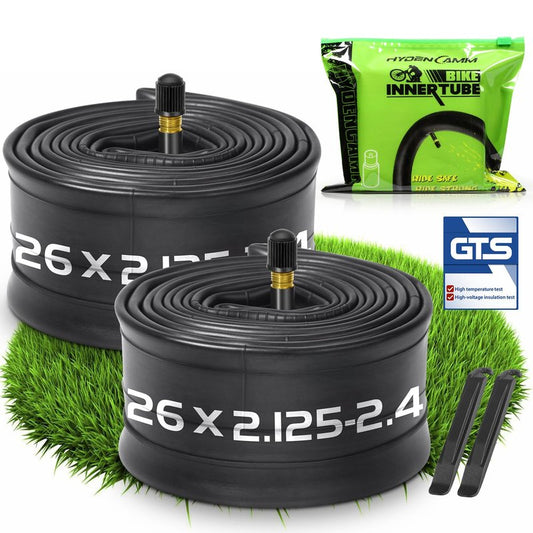2 Pack 26x2.125/2.40 Bike Tube, 26 x 2.125 Bike Tube with 35mm AV, Premium Butyl 26x2.10 Mountain Bike Tube with 2 Tire Levers, 26x2.125/2.20/2.25/2.30/2.35/2.40 Compatible City Bikes by Hydencamm