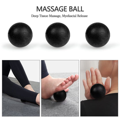 JOYENERGY 5 in 1 Foam Roller Set High Density Foam Roller Patented, Massage Stick, Massage Ball, Resistance Band for Deep Muscle Massage Pilates Yoga, Fitness for Trigger Point Release