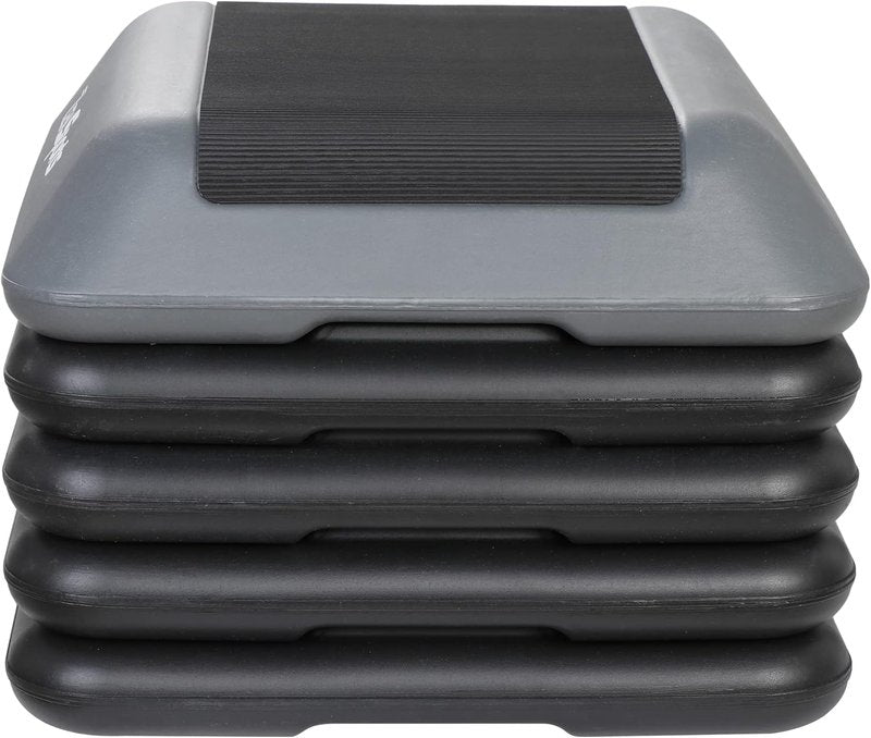 16 Inch Aerobic Step Platform - Adjustable Mini Exercise Stepper for Home Gym | Cardio Strength Training with 4 Risers