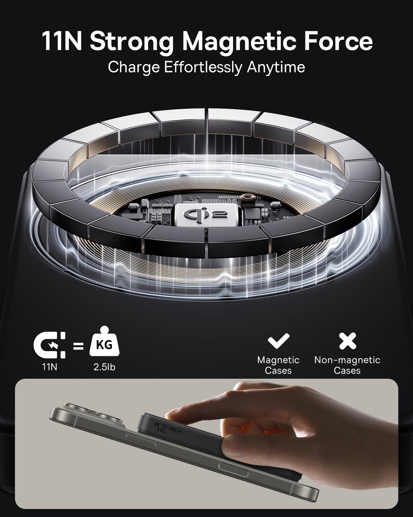 Baseus Magsafe Portable Charger for iPhone, 10,000mAh 15W Magnetic Power Bank, Qi2 Certified Fast Charging Wireless Battery Pack, 22.5W USB-A & 20W USB-C for iPhone 17/16/15/14/13/12, 2025 Version