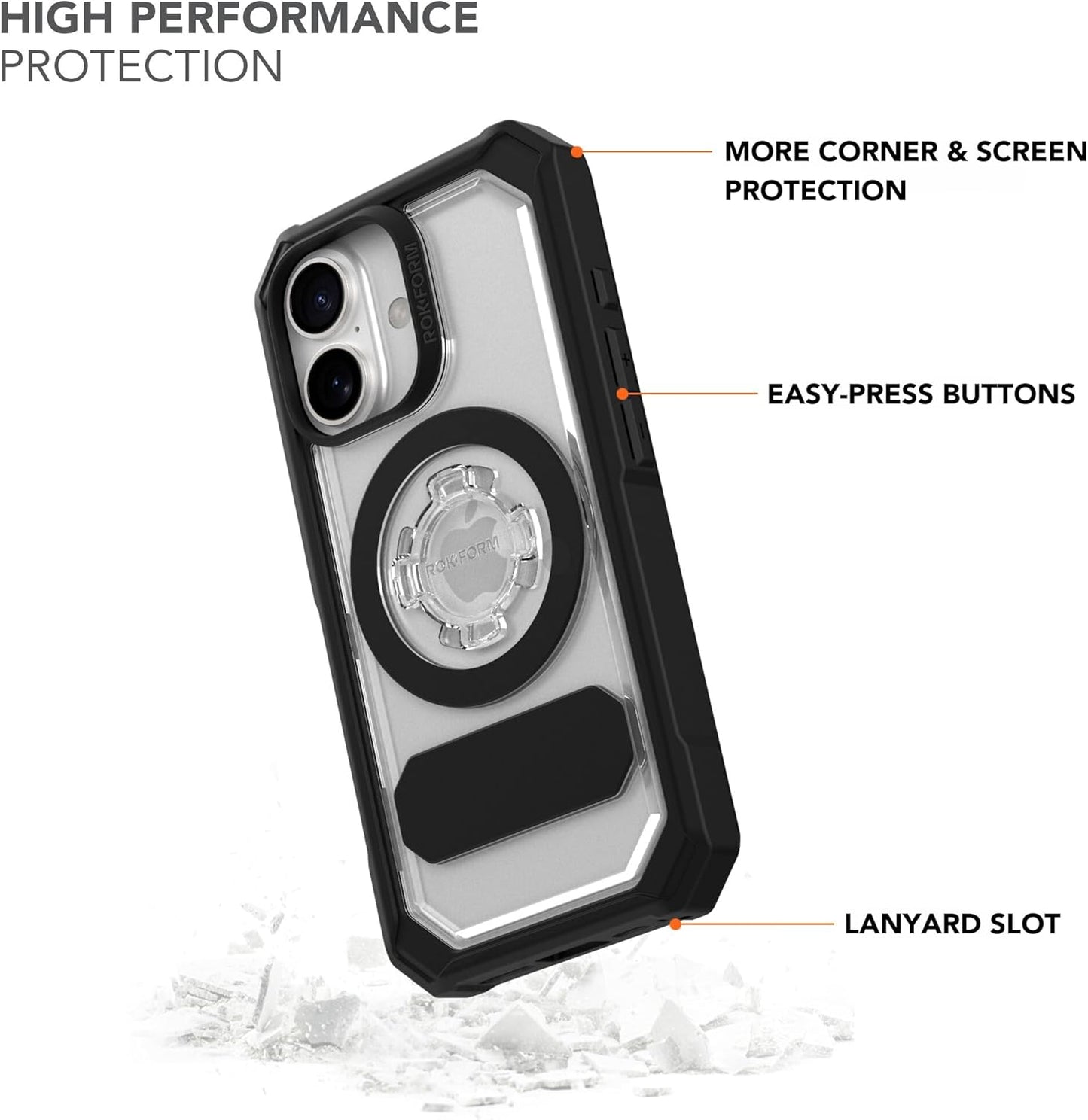 Rokform Rugged Case Compatible with iPhone 16 Pro Max, Magnetic Cover (Black)