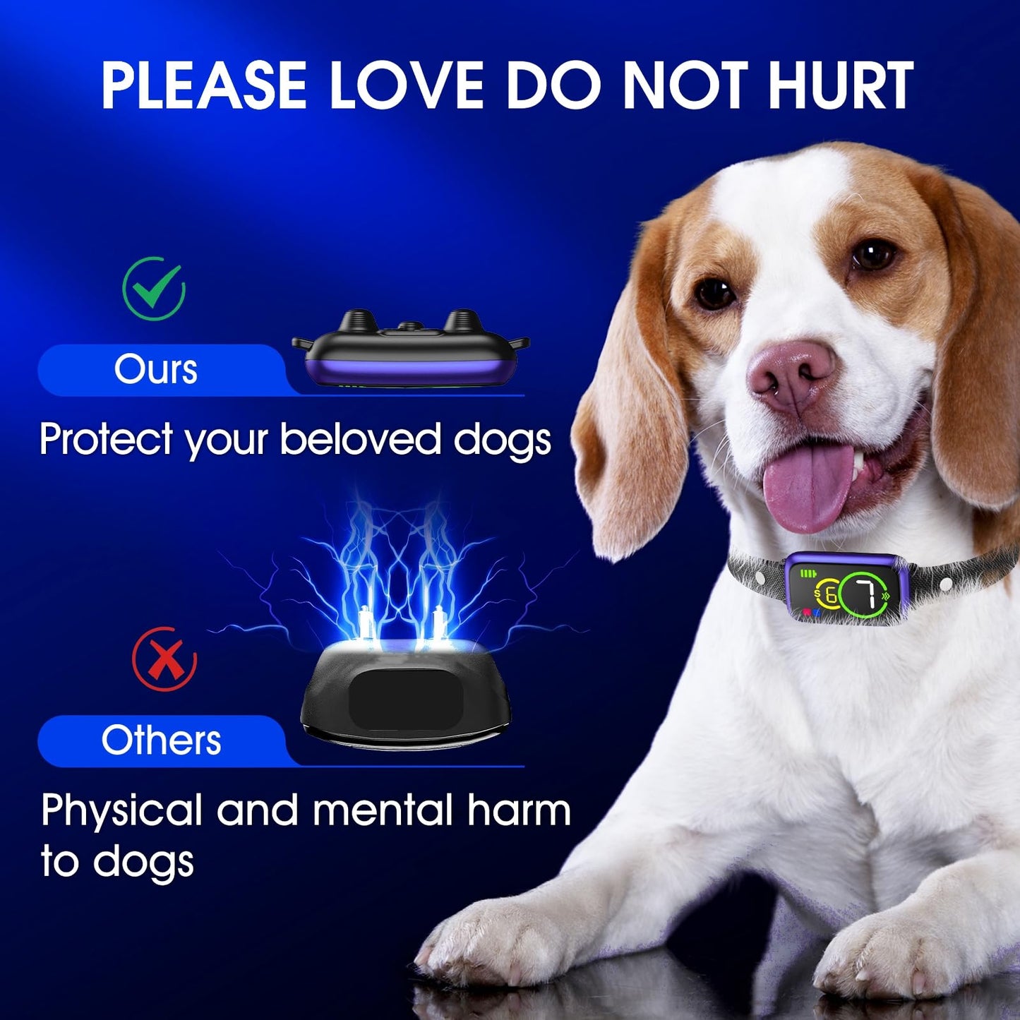 Bark Collar, Smart Dog Bark Collar, Automatic Bark Collar for Small Dogs 5-15lbs, Medium, Large Dogs, Humane Stop Anti-Barking with Beep, Vibration & 7 Adjustable Sensitivity, IP67