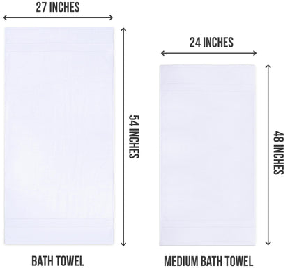 Utopia Towels - 6 Pack Bath Towel Set, 100% Ring Spun Cotton (60 x 120 CM) Medium Lightweight and Highly Absorbent Quick Drying Towels, Premium Towels for Hotel, Spa and Bathroom (White)