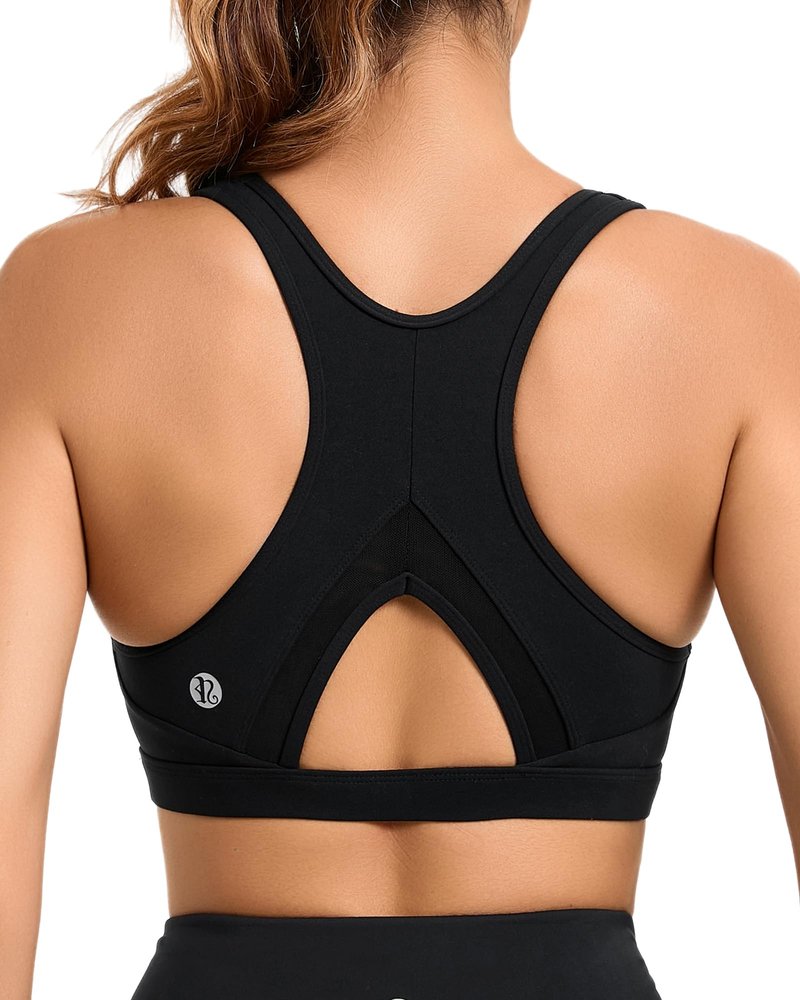 RUNNING GIRL Sports Bras for Women High Support Moulded Cup High Impact Sports Bras Racerback Workout Running Yoga Bra(WX3045 Black L)
