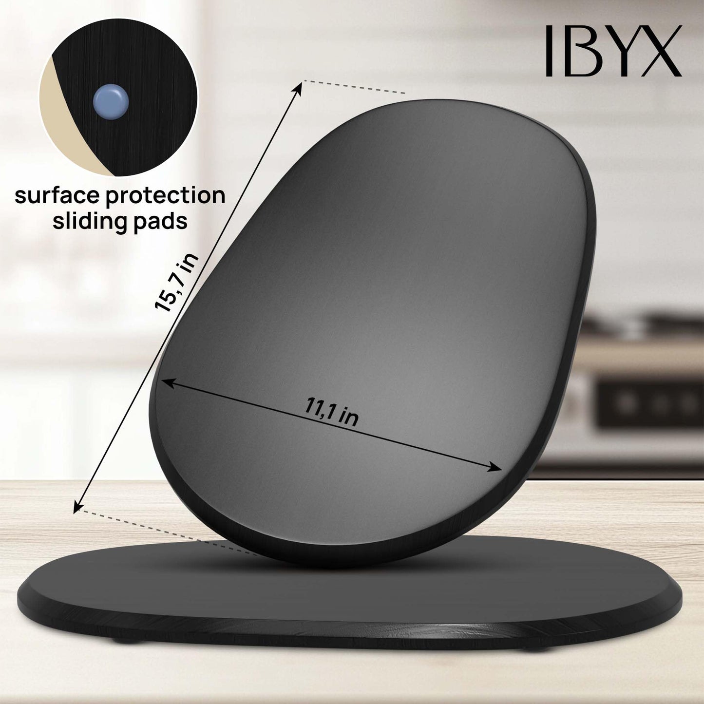 Ibyx Elegant Round Sliding Tray for Your Pressure Cooker, Air Fryer & Heavy Kitchen Appliances - Sturdy, Slides Easily from Under The Cabinet (Natural, 13”)