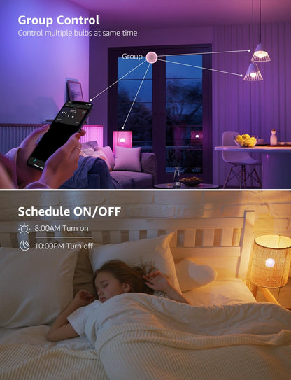 Lepro BP1 AI Smart Bulb E14 RGBWW, Music Sync, Works with Alexa, Google Assistant, 470LM Dimmable, 4.9W = 40W, Small Edison Screw SES, APP & Voice Control, AI Lighting Design Assistant, 2 Packs