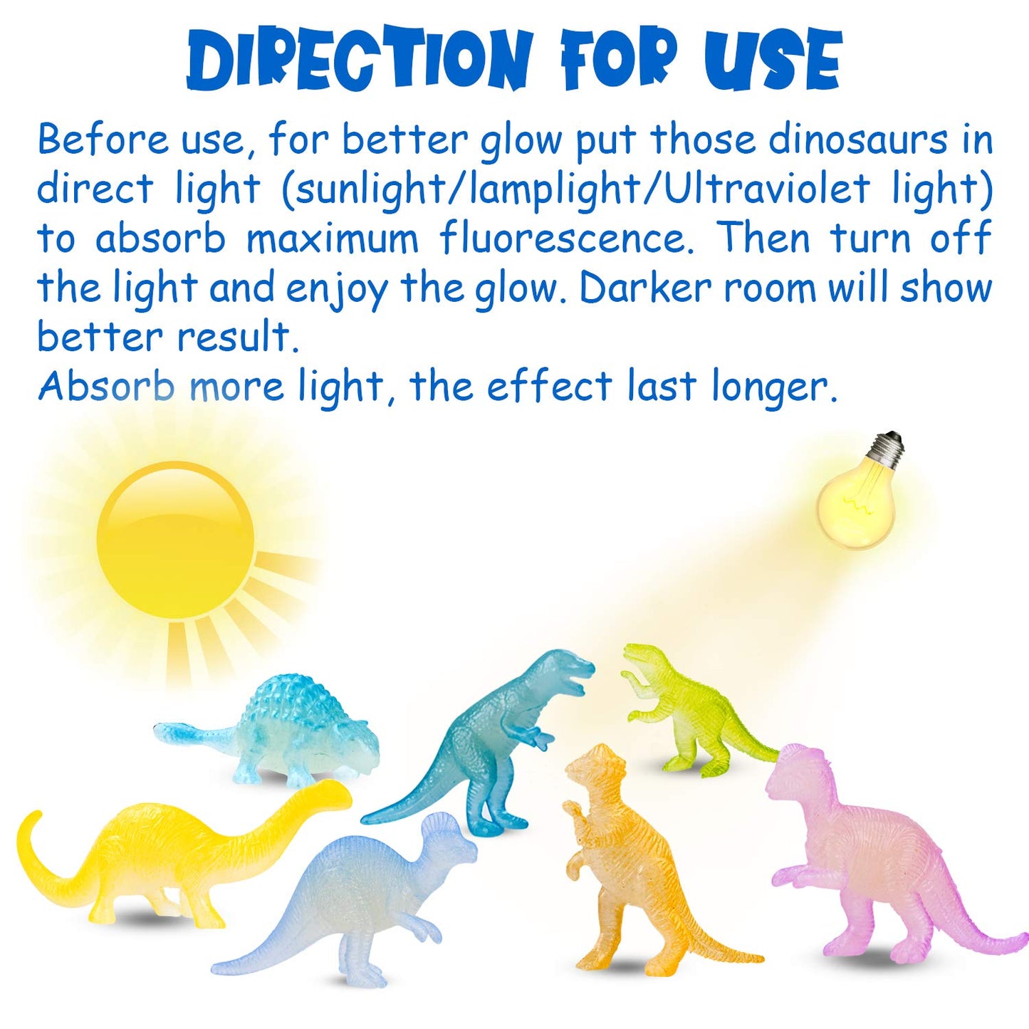 48Pcs Glow in Dark Mini Dinosaur Figures Birthday Party Favors Supplies Dino Cupcake Toppers Pinata Goodie Bags Stuffers Classroom Prizes Carnival Treasure Box Trinkets Bulk Toy Kids Goody Treat Gifts