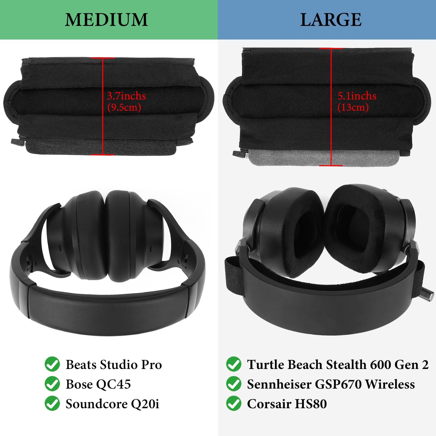 Geekria Nova Hook and Loop Headband Cover + Pad Set Protector No Tool Needed Compatible with Razer, JBL, Plantronics, Sennheiser, Logitech, Hyperx, Corsair Headphones (Cooling-Gel)