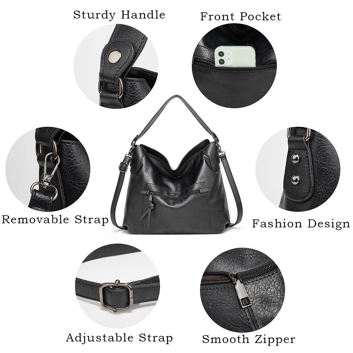 Gladdon Hobo Bags for Women Large Capacity Handbags Bags Ladies Tote Bags Leather Crossbody Shoulder Bags with Small Purse Set 2PCS