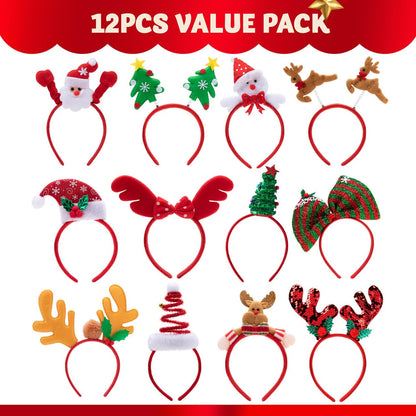 JOYIN 12 Packs Christmas Headbands with Assorted Design Christmas Headwear Holiday Headbands Accessories for Women Men Kids Christmas Parties Xmas Holiday Party Favors Photo Booth (ONE SIZE FIT ALL)