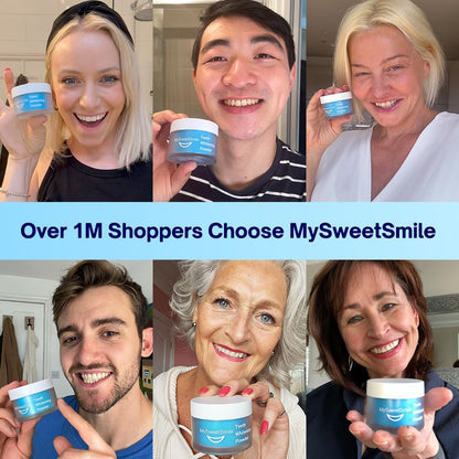 MySweetSmile Dentist-Approved Teeth Whitening Powder - IndyBest Award-Winner - Enamel-Safe & Sensitivity-Free - Cool Mint Flavour - Removes Years of Stains - 6 Month Teeth Whitener Supply