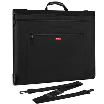 Nicpro Light Weight Art Portfolio Bag, 18x24 Black Art Canvas Portfolio Case with Detachable Shoulder Strap, Leather Corners, Carrying Storage Case for Artwork, Poster, Sketching, and Drawing