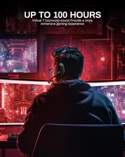 acer Wireless Gaming Headset, PS5 Headset with 2.4GHz for Ps5, Ps4, PC, Switch, Bluetooth 5.3 + 100Hrs Gaming Headphones with Noise Canceling Mic for Laptop, Mobile, Mac, 50mm Drivers (Red)