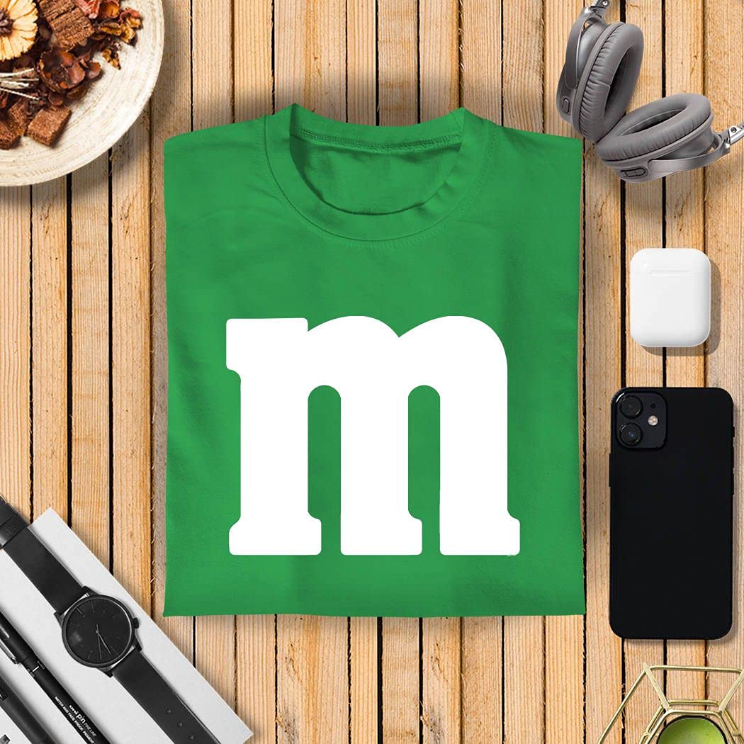 Letter M Halloween Costumes T-Shirt | Funny Cool Graphic Tee Idea | for Men Irish Green