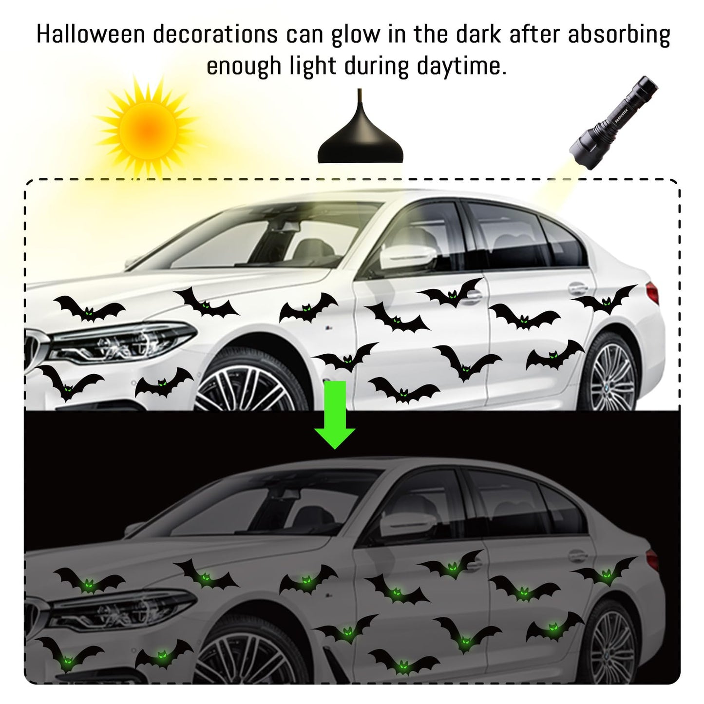 24 Pcs Halloween Garage Door Decorations Magnets Bats with Glow in The Dark Eyes Luminous Magnetic Black Bats Stickers Halloween Decorations for Garage Door Car Refrigerator
