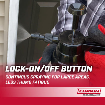 Chapin 10031 2 Liter/.52 Gallon Handheld Multi-Purpose Garden Pump Sprayer with Adjustable Nozzle Thumb Trigger with Lock-on Feature, Translucent White