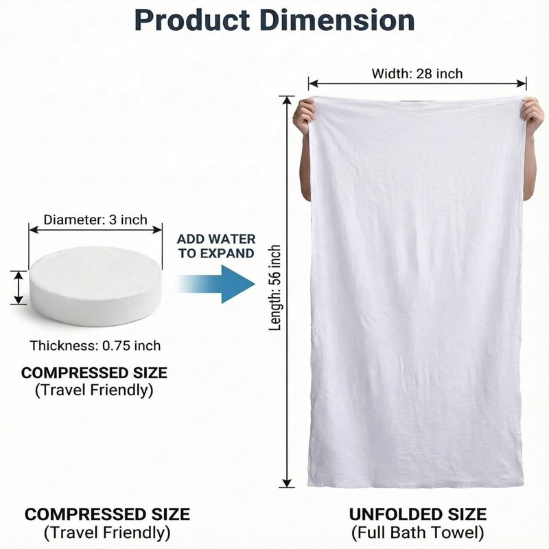 SAILYLENCEY 10-Pack Disposable Compressed Towels, Expandable with Water, Ultra Soft & Highly Absorbent Non-Woven Fabric, Individual Wrapped for Travel, Gym, Camping, and Hotel Stay