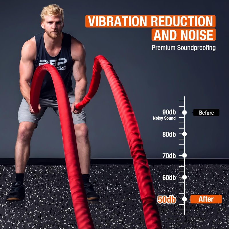 FAHKNS Gym Mat, 0.79'' Extra-Thick Exercise Equipment Mats, 12 Pcs 48 Sq Ft Rubber Top Floor Tiles, Non-Slip, EVA Foam Exercise Mat Tiles - Durable, Interlocking Mat, Gym Flooring for Home Gym(Black)