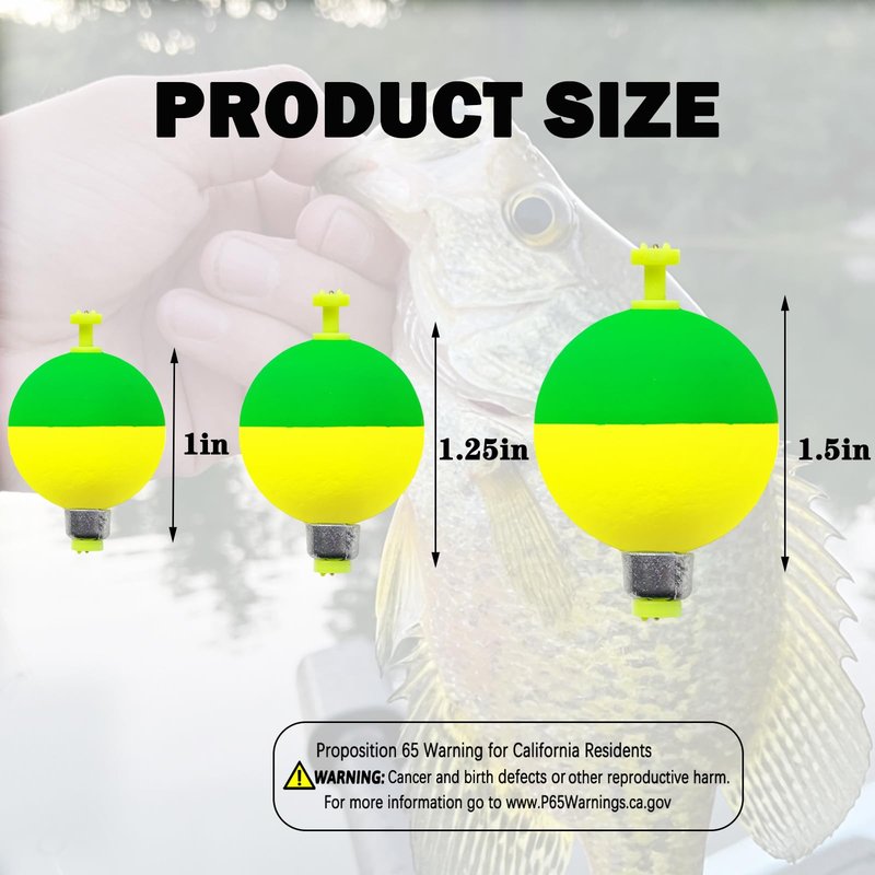 FISHCORNER 12 Pcs Fishing Bobbers Floats,Snap-on Fishing Bobber Ball Shape Fishing Float Corks Weighted Bobbers for Fishing Crappie Panfish Bluegill Trout