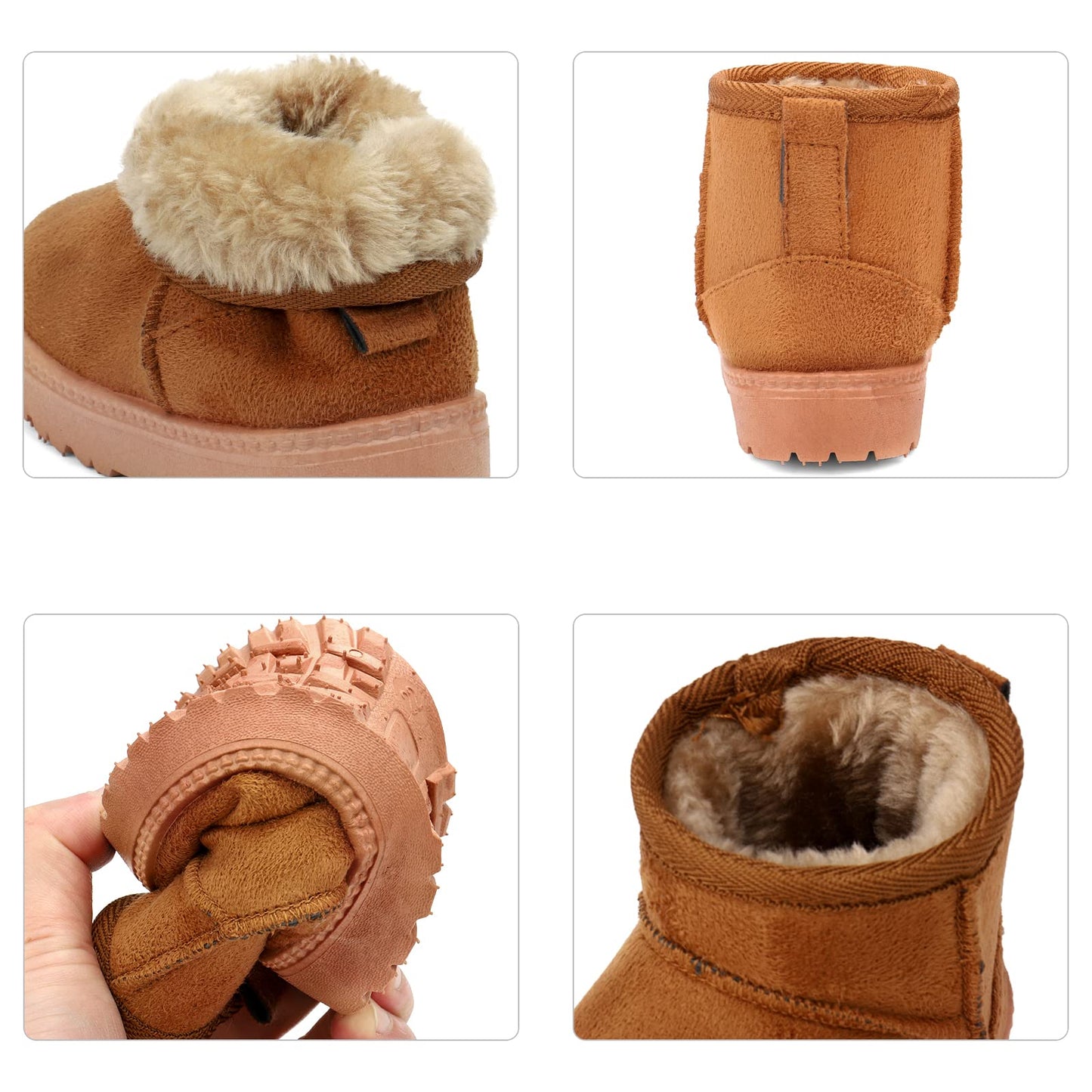 MK MATT KEELY Baby Winter Booties for Toddlers Kids Boy Girl Warm Snow Boots Plush Shoes with Soft Rubber Sole Khaki