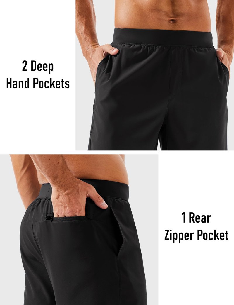 MAGCOMSEN Men's Running Athletic Shorts 8 Inch Inseam Quick Dry Lightweight Workout Gym Sports Hiking Shorts UPF 50+ Black 34