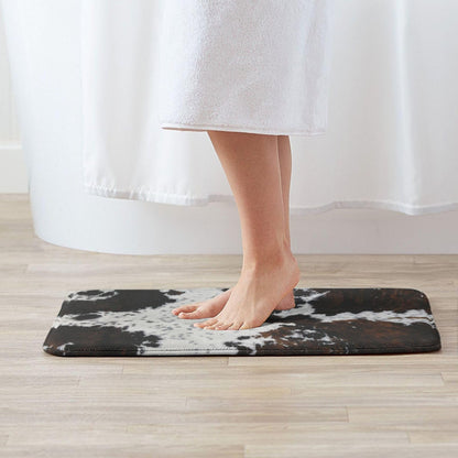 Western Cowhide Cow Print Bath Mats for Bathroom, Soft Absorbent Cow Bath Rug Non-Slip Floor Rug Carpets for Kitchen Bathroom Laundry Bedroom Living Room Decoration
