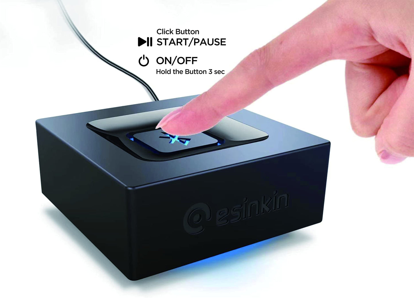 esinkin Bluetooth Receiver for Music Streaming Sound System, Bluetooth Audio Adapter for PC/Mac/Smartphone/Tablet/AV Receiver, with on/off Switch