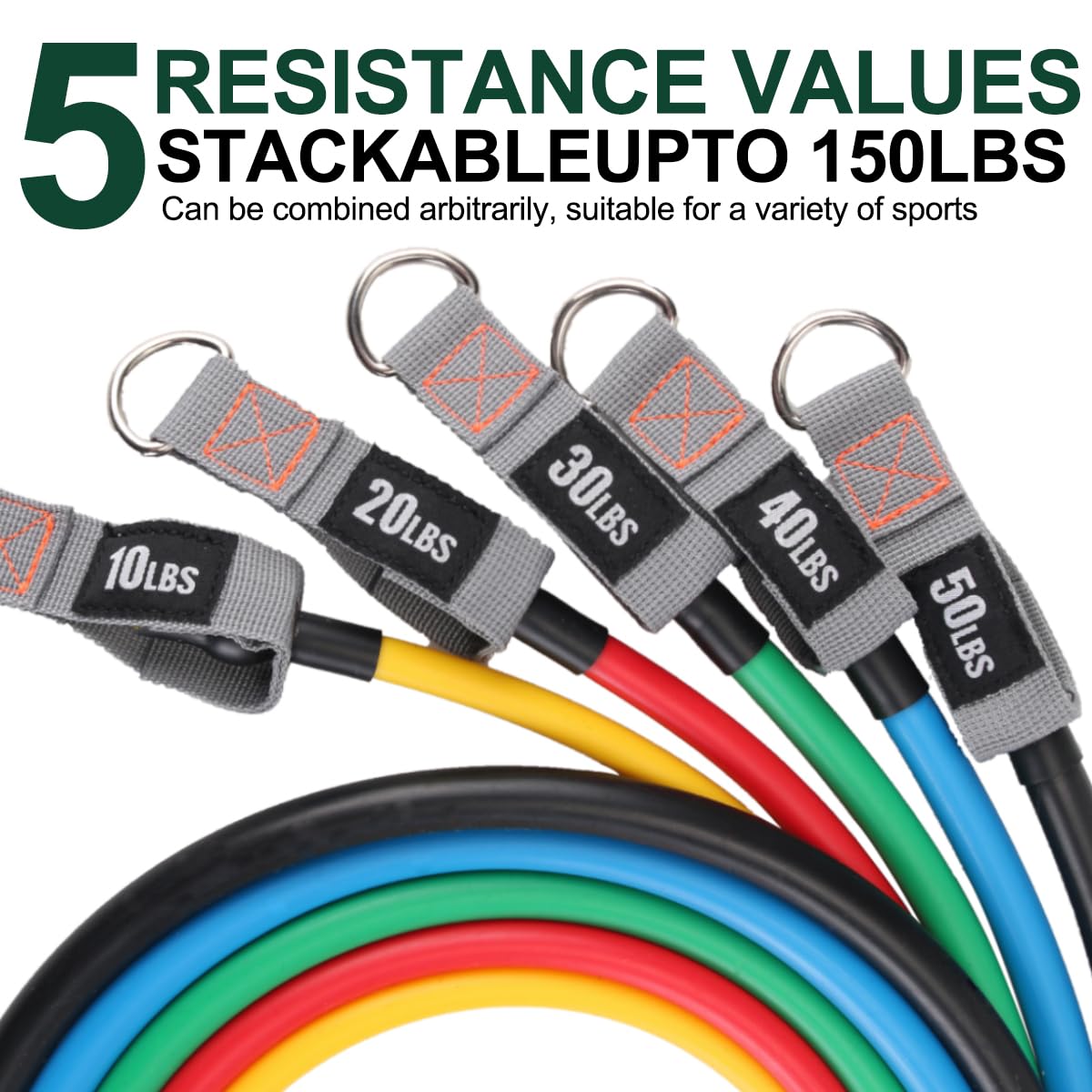 Resistance Bands with Handles, Single Resistance Bands, Exercise Bands with Handles, for Resistance Training, Physical Therapy, Home Workouts, Fitness, Pilates