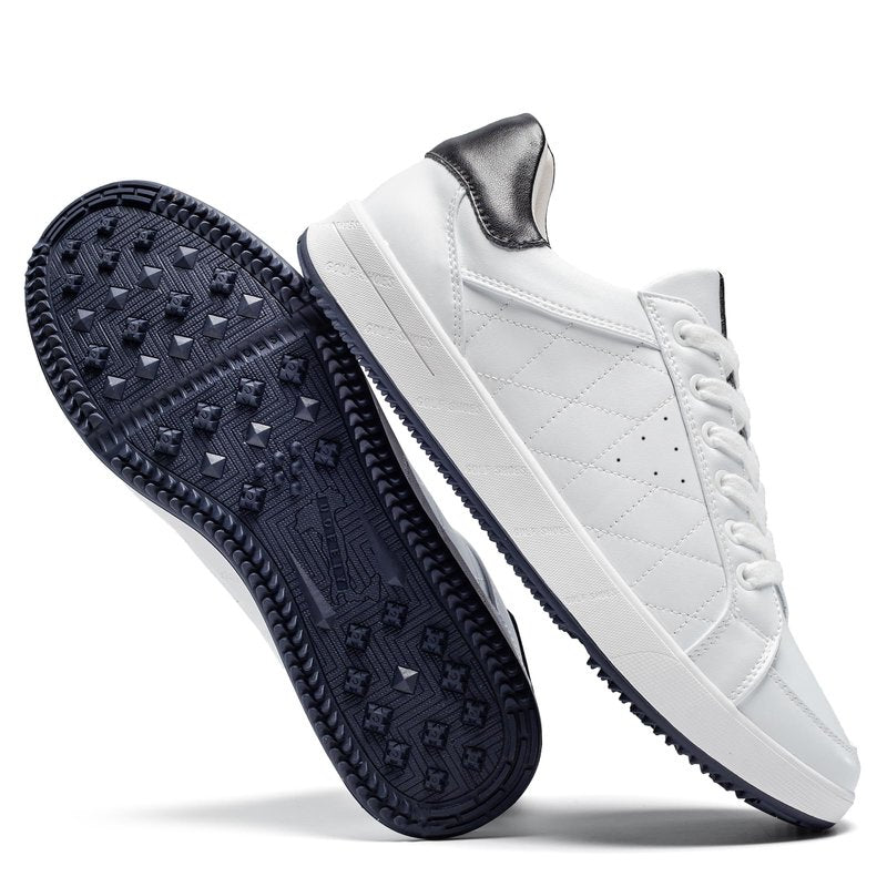 U.Ofeiy Men's Fashion Sneakers Slip On Shoes Leather Low Top Lightweight Comfort Lace Up Walking Shoes for Male White 11.5