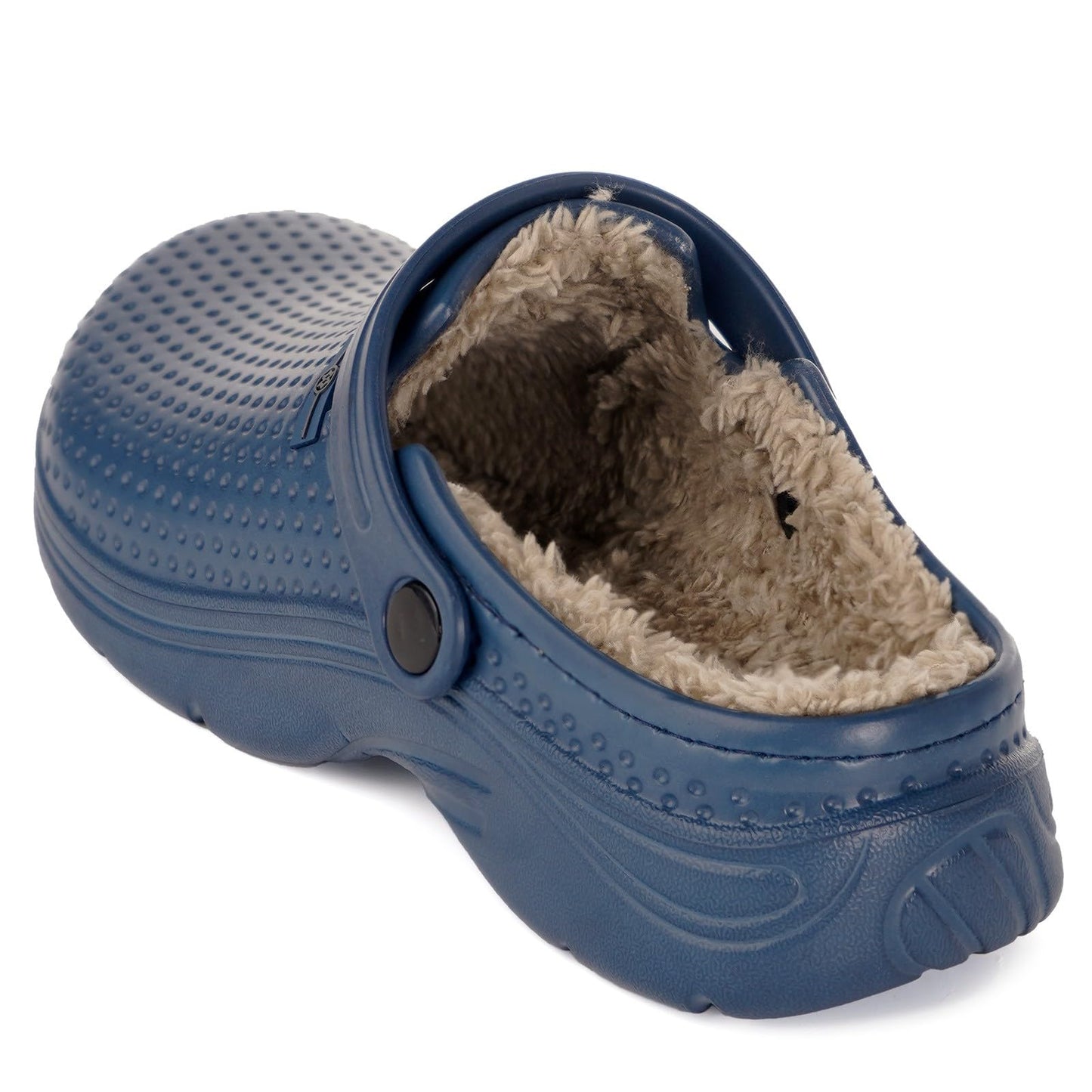 Waterproof Slippers Women Men Lined Clogs Winter Fur Garden Shoes Warm Mules House Anti-Slip Slippers Indoor Outdoor, Dark Blue, 10 UK, 44 EU
