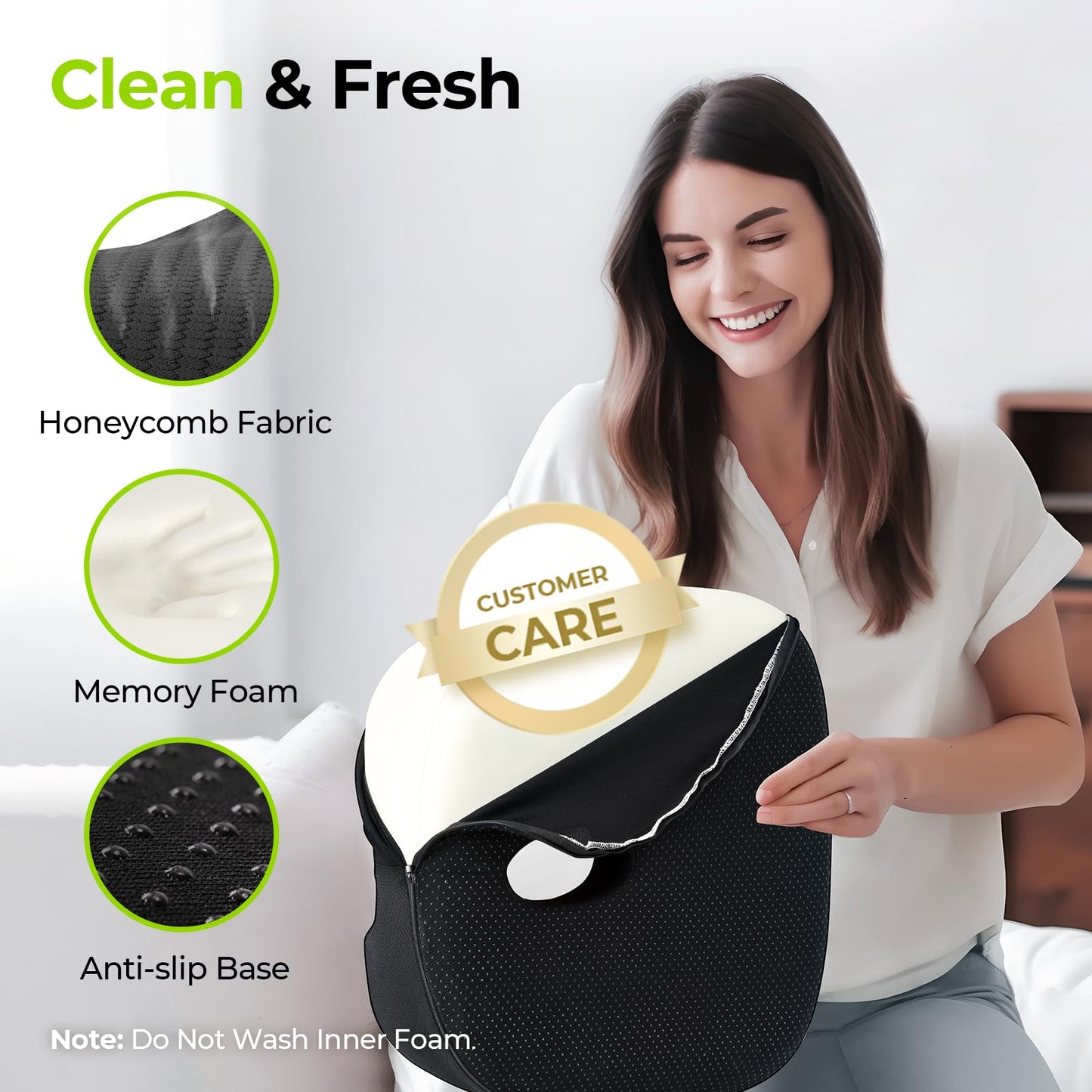 AUVON Innovation Donut Cushion for Hemorrhoids with Scientific Center Hole & U-Shaped Cutout, Orthopedic Pain Relief Seat Cushions for Tailbone, Coccyx, Postpartum Pregnancy & After Surgery Sitting