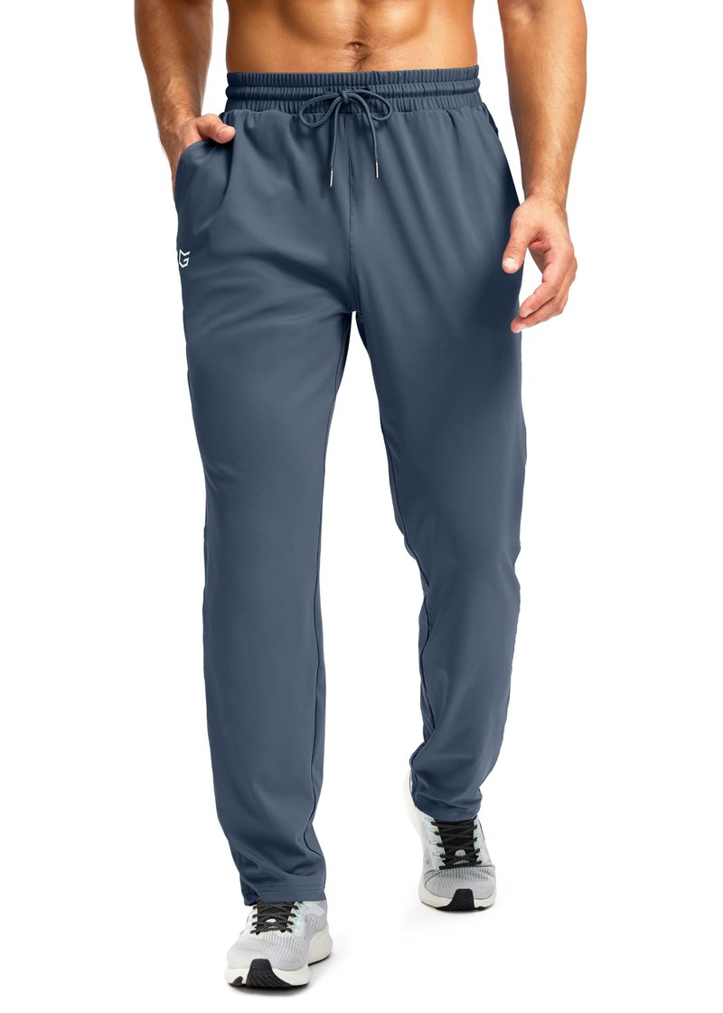 G Gradual Men's Sweatpants with Zipper Pocket Workout Athletic Track Pants Stretch Tapered Joggers for Gym Running Jogging(Dusty Blue,L)