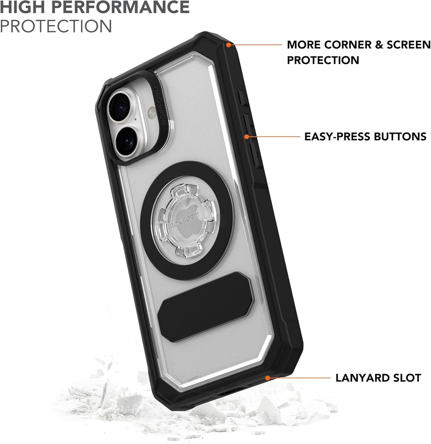 Rokform Rugged Case Compatible with iPhone 16 Pro Max, Magnetic Cover (Black)