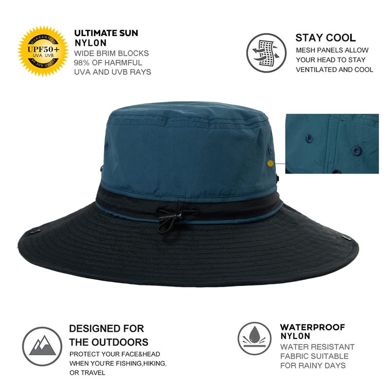 TOP-EX L/XL Sun Hats for Women & Men with Wide Brim, UV Protection UPF 50, Waterproof Safari Hat Boonie Hats, Foldable & Breathable & Adjustable for Fishing Trekking Travel, Navy 60-63CM