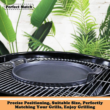 Denmay 7421 30.9cm Round Cast Iron Grill Plate for Weber 57cm Charcoal Grills, Weber Gourmet BBQ System Porcelain-Enameled Cast-Iron Griddle Spare Parts for Weber One-Touch Charcoal Grill