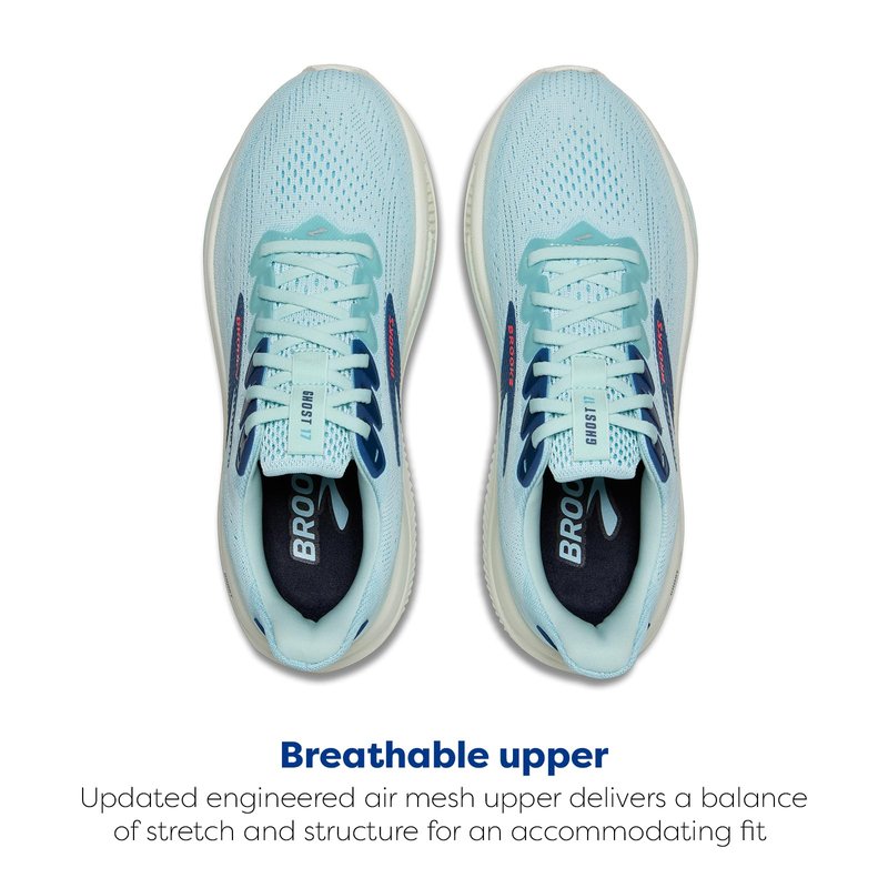 Brooks Women’s Ghost 17 Neutral Running Shoe - Clearwater/Navy Peony - 7.5 Medium