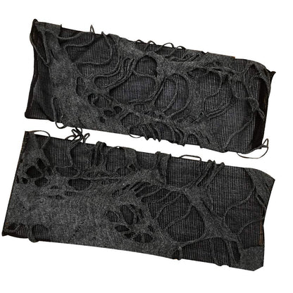 Mrotrida Women's Punk Fingerless Glove Cosplay Ripped Gloves for Halloween Costume Party 1Pair (Black Short Style)
